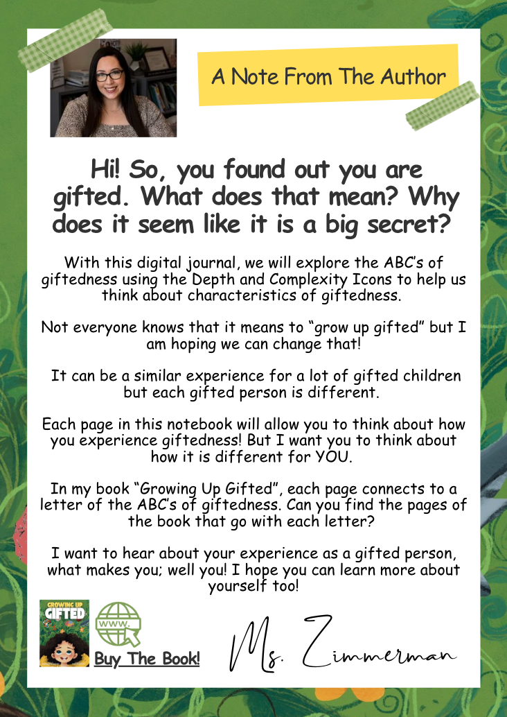 ABCs of Growing Up Gifted Reflective Student Journal